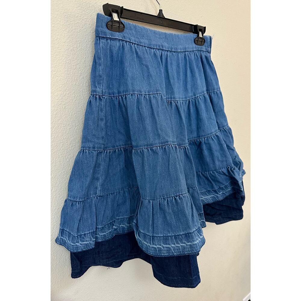 Sandro Fanfan Tiered Denim Mini Skirt Size 40 US 8 New with tags - Picture 4 of 7